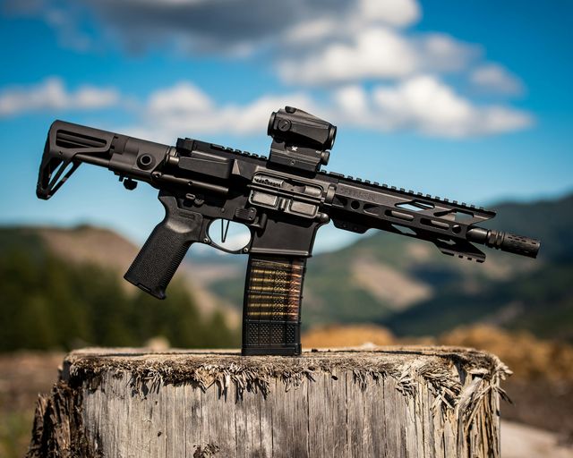 Fusil d'assaut tactique configuration airsoft, base typique d'une conversion HPA pour pneumatique haute pression